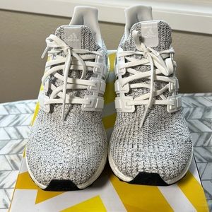 Adidas Ultraboost mens 10. White with black stitching. Great condition